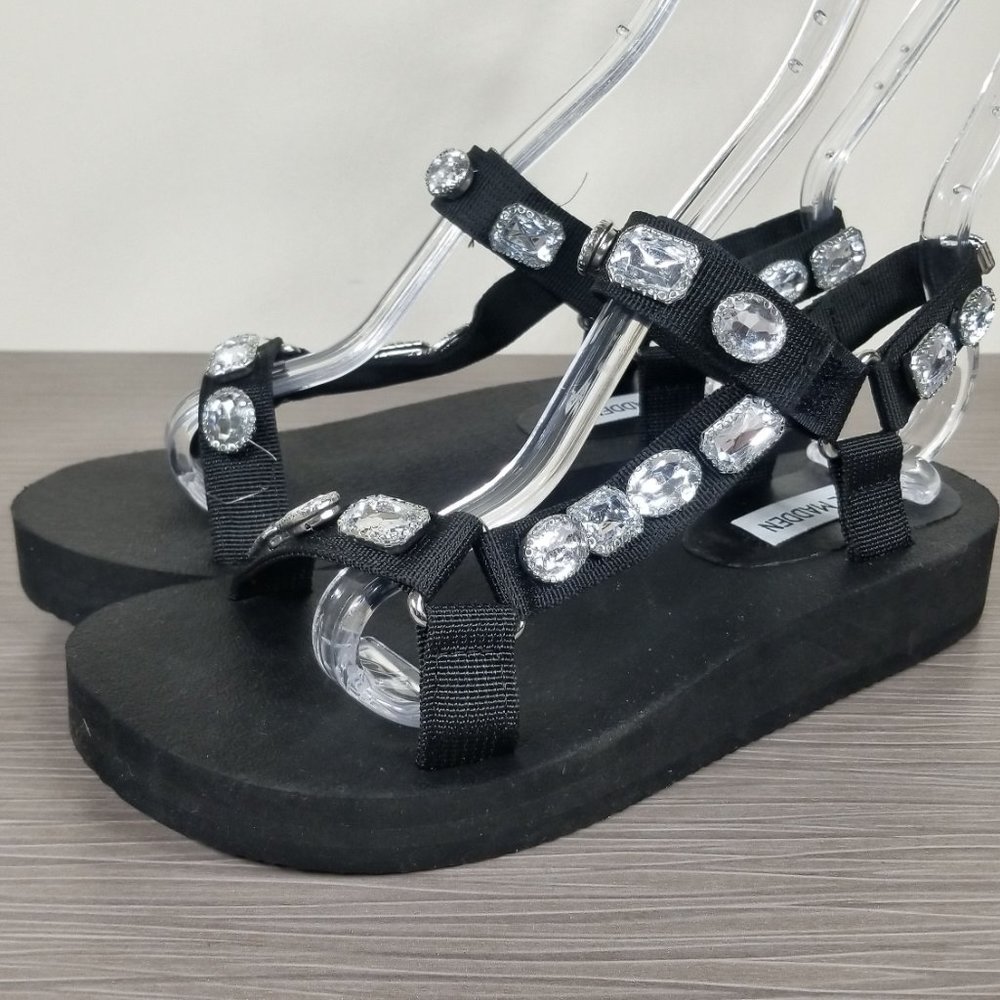 Steve Madden Raven Sandal, Black, Womens Size 7 M